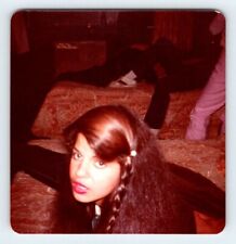 Vintage 1981 Photo Pretty Young Woman Braid Bright Red Lipstick 1980's R162A picture