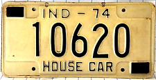 Indiana 1974 Black on White Metal Expired License Plate Tag 10620 House Car picture