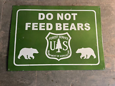 RARE PORCELAIN DO NOT FEED BEARS ENAMEL SIGN 45 INCHES DIE CUT picture