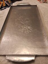Hand Forged Everlast Metal Floral Themed Tray w Handles  picture