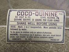 Vintage Eli Lilly COCO-QUININE Drug Store/Pharmacy Label (Unused) picture
