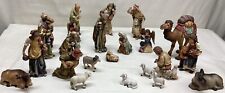 Unbelievable Vintage Dolfi Wood Hand Carved Mateo Nativity Set 23 Pieces Italy picture