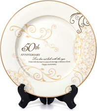 50Th Wedding Anniversary Plate with 24K Gold Foil-50Th Anniversary Wedding Gifts picture
