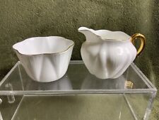 Vintage Shelley China Dainty White Regency with Gold Trim Mini Sugar & Creamer picture