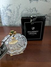 Killarney Crystal Ireland 22K Gold Trinket Lidded Dish Footed Scalloped Edge picture