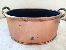 Vtg Craftsman Copper Planter Trough Bowl Oval Tub w Handles Handmade in England picture