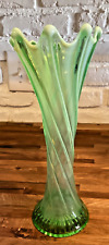MCM Green twisted opalescent swung vase 11.6” picture