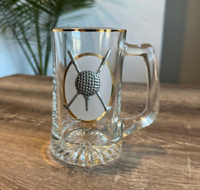 Glass Golf Beer Mug with Pewter Embellishment. picture