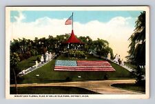 Detroit MI-Michigan, Mount & Floral Flag Belle Isle Park, Vintage Postcard picture