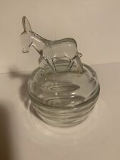 Vintage Jeanette Clear Glass Scottie Dog Round Powder Puff Dish with Lid picture