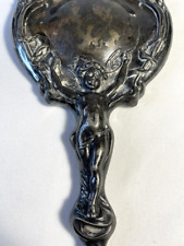 ART NOUVEAU SILVERPLATE BEVELED HAND MIRROR, CUPID & ARROW, 1904 DERBY picture