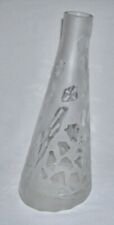 Unusual & Uncommon Hand Made Frosted Tall TILTED VASE w/Raised Designs (Signed) picture