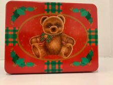 Christmas tin, Teddy Bear and Garland picture