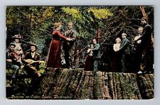 WA-Washington, Dancing On Cedar Stump, Antique, Vintage Souvenir Postcard picture