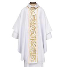 Embroidered White Capella Collection Smooth Polyster Vestment Size:59 x 51