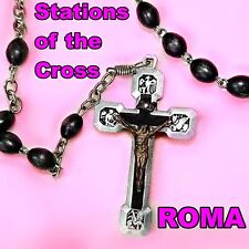 Vintage Italian Rosary Beads 50's  ROMA Catholic 22 1/2 inches Stations of Cross picture