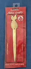 Vintage Heavy Solid Brass Pineapple Letter Opener India Lacquered NIP picture