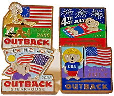 Outback Steakhouse Restaurant 4th of July Lapel Pins Lot of 4 picture
