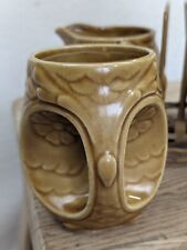 Vintage Mid Century Modern Owl Coffee Mug Set Sugar Creamer MCM Yellow  picture