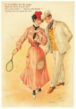 Vintage Reproduction Tennis Postcard Love Romance Poem, Edwardian, Wimbledon OO7 picture