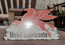 Vintage Old Antique Rare Horse Gargoyle Mobil Oil Ad Porcelain Enamel Sign Board picture