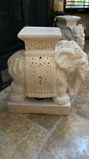 Vintage 1969 Ceramic Ivory/Tan/Cream From Vietnam Elephant Plant Stand Garden  picture