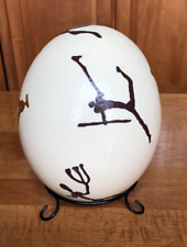 Hand Painted Genuine Ostrich Egg Tribal Hieroglyphics Artwork with Stand picture
