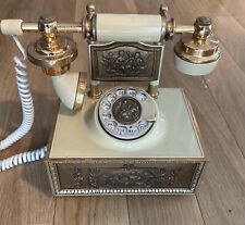 Vintage  Rotary Dial Phone Cream/Gold Tone  French Syle VICTORIAN COUPLE picture