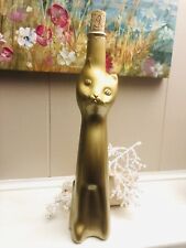GOLD METALLIC Happy Cat Figural Moselland Rheinhessen Germany Wine Bottle Cork picture