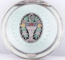 Antique Imperial Russ Faberge  Silver Enamel Powder Compact Box with Mirror 1900 picture
