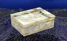 Mother of Pearl Overlay Work Jewelry Box Rectangle White Marble Giftable Box picture