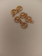 Lot of 6  LV ZIPPER PULL CHARM Gold  tone metal ,  crystal 17mm  picture