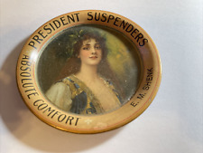 Tip Tray President Suspenders Mark R Snider Tin Litho Under Glass Advertising picture