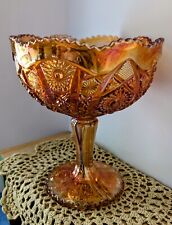 Imperial Glass Marigold Carnival Glass Pedestal Compote GORGEOUS Vintage '50's picture