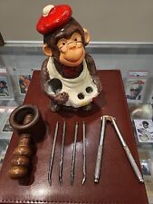 Vintage Ceramic Monkey  Nutcracker Set With Tools  8in tall picture