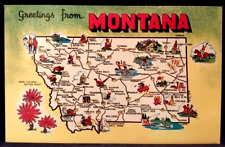 MONTANA Treasure State MAP Postcard 1 picture