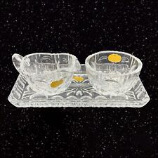 ECHT BLEIKRISTALL German Vintage Cut Glass Crystal Open Sugar Creamer Tray picture