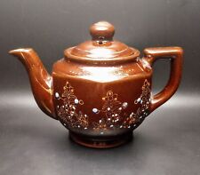 Vintage 1950’s Brown Glazed Redware Hand Painted Teapot From Japan picture
