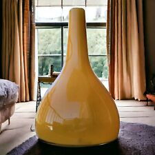 Yellow Bulb Shape Hand Blown Glass Vase Cased Glass 13