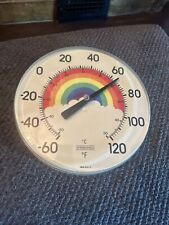 VINTAGE SPRINGFIELD RAINBOW CLOUD ROUND WALL THERMOMETER MADE IN USA 12