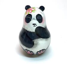 Matryoshka Roly Poly Panda Bear Musical Hand Painted Wooden Doll Christmas Gift picture