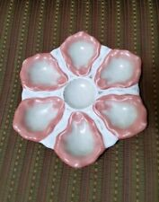 Antique Oyster Plate Victoria Karlsbad 9-inch Porcelain White/Beige/Pink Austria picture