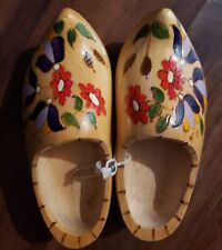 VTG  Hand Painted Wooden Shoes From Holland Florals  picture