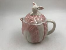 Lily & Lark Ceramic 7.5in Bunny on Pink Cabbage Teapot DD02B15011 picture