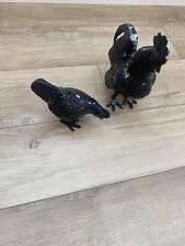 Vintage Rooster And Hen Metal Figurines Farmhouse VTG Folk picture