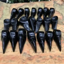 only one A+ Carved BLACK OBSIDIAN Crystal Gem Stone Bird skull reiki healing  picture