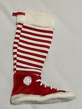 Rennoc Santa's Best Hightop Sneaker Red White Candy Cane Striped Stocking picture
