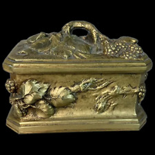 19th Century French Louis XVI Solid Bronze Vanity Trinket Jewelry Box Casket picture