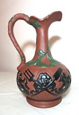 unusual antique figural Poseidon cherub riding dolphin ewer pottery pitcher jug  picture