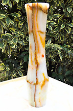 Marble Natural Cut Stone Vase Tan Cream Onyx? Cylinder 12-1/4